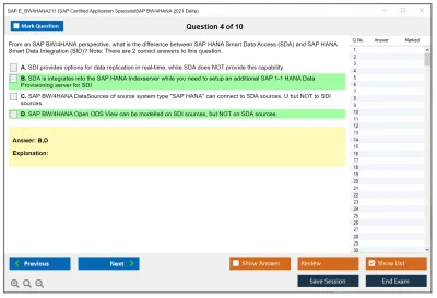 SAP E_BW4HANA211 SAP Certified Application SpecialistSAP BW/4HANA 2021 Delta Practice test exam simulator test engine exam Prep practice test questions answers Image 4