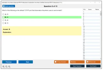 Automation Anywhere Advanced-RPA-Professional Automation Anywhere Certified Advanced RPA Professional (V11) Practice test exam simulator test engine exam Prep practice test questions answers Image 8