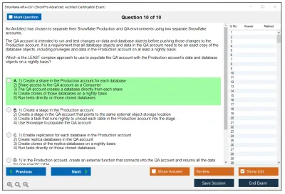 Snowflake ARA-C01 SnowPro Advanced: Architect Certification Exam Practice test exam simulator test engine exam Prep practice test questions answers Image 10