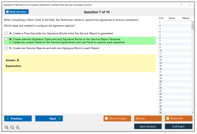 Salesforce Field-Service-Consultant Salesforce Certified Field Service Consultant Practice test exam simulator test engine exam Prep practice test questions answers Image 7
