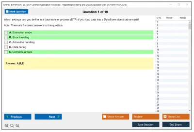 SAP C_BW4HANA_20 SAP Certified Application Associate - Reporting Modeling and Data Acquisition with SAP BW/4HANA 2.x Practice test exam simulator test engine exam Prep practice test questions answers Image 1