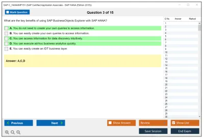 SAP C_HANAIMP151 SAP Certified Application Associate - SAP HANA (Edition 2015) Practice test exam simulator test engine exam Prep practice test questions answers Image 3