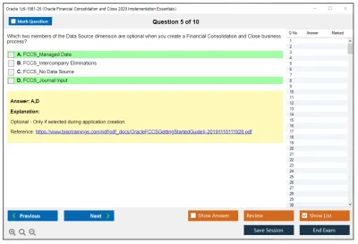 Oracle 1z0-1081-20 Oracle Financial Consolidation and Close 2020 Implementation Essentials Practice test exam simulator test engine exam Prep practice test questions answers Image 5