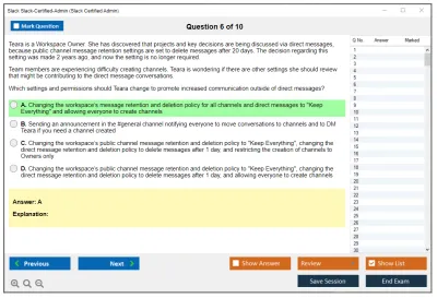 Slack Slack-Certified-Admin Slack Certified Admin Exam Practice test exam simulator test engine exam Prep practice test questions answers Image 6
