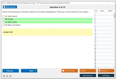 SAP C_THR85_2005 SAP Certified Application Associate - SAP SuccessFactors Succession Management Q4/2020 Practice test exam simulator test engine exam Prep practice test questions answers Image 4