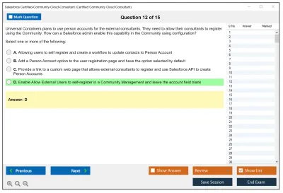 Salesforce Certified-Community-Cloud-Consultant Salesforce Certified Community Cloud Consultant Practice test exam simulator test engine exam Prep practice test questions answers Image 12