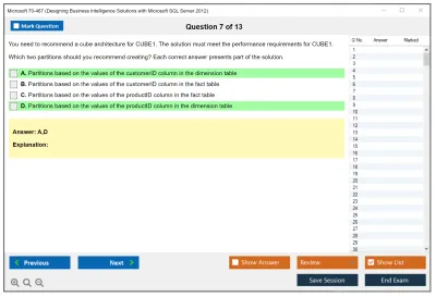 Microsoft 70-467 Designing Business Intelligence Solutions with Microsoft SQL Server 2012 Practice test exam simulator test engine exam Prep practice test questions answers Image 7