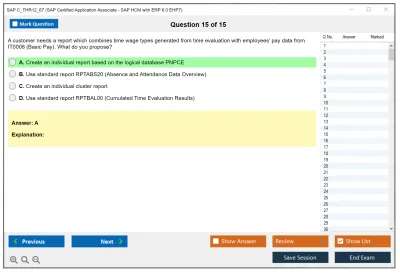 SAP C_THR12_67 SAP Certified Application Associate - SAP HCM with ERP 6.0 EHP7 Practice test exam simulator test engine exam Prep practice test questions answers Image 15