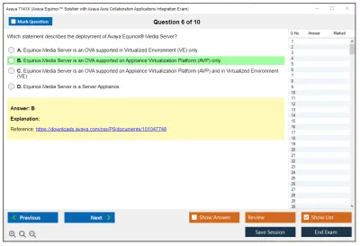 Avaya 7141X Avaya Equinox™ Solution with Avaya Aura Collaboration Applications Integration Exam Practice test exam simulator test engine exam Prep practice test questions answers Image 6