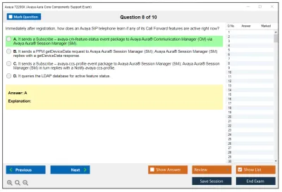Avaya 72200X Avaya Aura Core Components Support Exam Practice test exam simulator test engine exam Prep practice test questions answers Image 8
