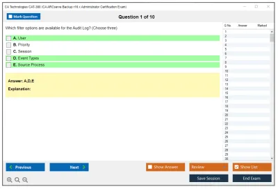 CA Technologies CAT-380 CA ARCserve Backup r16.x Administrator Certification Exam Practice test exam simulator test engine exam Prep practice test questions answers Image 1
