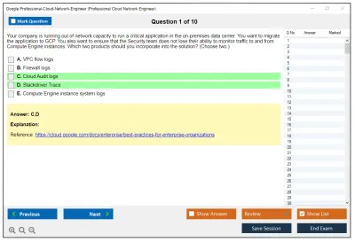 Google Professional-Cloud-Network-Engineer Google Cloud Certified - Professional Cloud Network Engineer Practice test exam simulator test engine exam Prep practice test questions answers Image 1