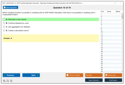 SAP C_BW4HANA_27 SAP Certified Associate - Reporting, Modeling and Data Acquisition with SAP BW/4HANA 2.x Practice test exam simulator test engine exam Prep practice test questions answers Image 10
