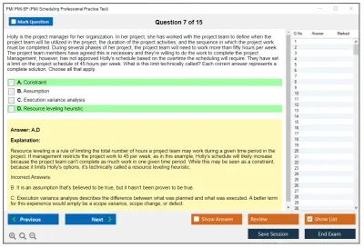 PMI PMI-SP PMI Scheduling Professional Practice test exam simulator test engine exam Prep practice test questions answers Image 7