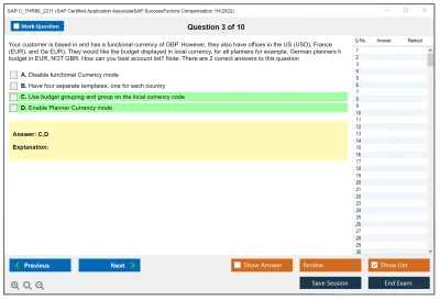 SAP C_THR86_2211 SAP Certified Application AssociateSAP SuccessFactors Compensation 1H/2022 Practice test exam simulator test engine exam Prep practice test questions answers Image 3