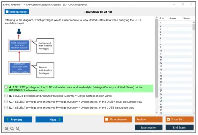 SAP C_HANAIMP_17 SAP Certified Application Associate - SAP HANA 2.0 (SPS05) Practice test exam simulator test engine exam Prep practice test questions answers Image 10
