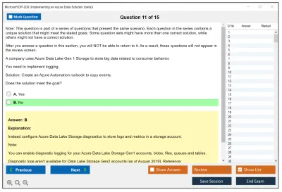 Microsoft DP-200 Implementing an Azure Data Solution  Practice test exam simulator test engine exam Prep practice test questions answers Image 11