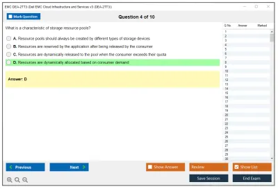 EMC DEA-2TT3 Associate - Cloud Infrastructure and Services v.3 Exam Practice test exam simulator test engine exam Prep practice test questions answers Image 4