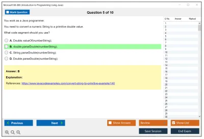Microsoft 98-388 Introduction to Programming Using Java Practice test exam simulator test engine exam Prep practice test questions answers Image 5
