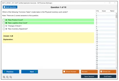 SAP C_BYD01_1811 SAP Certified Application Associate - SAP Business ByDesign Practice test exam simulator test engine exam Prep practice test questions answers Image 1