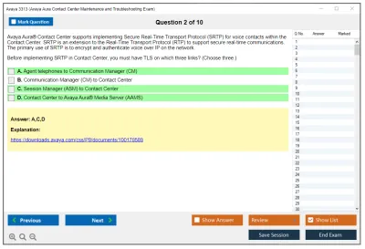 Avaya 3313 Avaya Aura® Contact Center Maintenance and Troubleshooting Exam Practice test exam simulator test engine exam Prep practice test questions answers Image 2