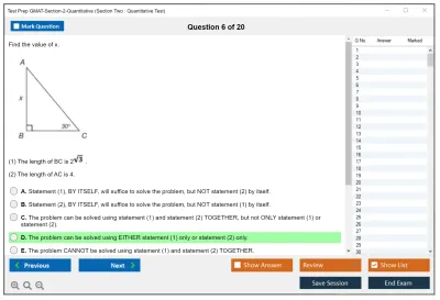 Test Prep GMAT-Section-2-Quantitative Section Two : Quantitative Test Practice test exam simulator test engine exam Prep practice test questions answers Image 6