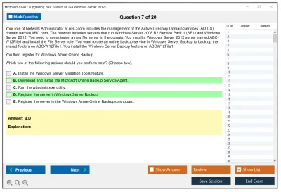Microsoft 70-417 Upgrading Your Skills to MCSA Windows Server 2012 Practice test exam simulator test engine exam Prep practice test questions answers Image 7