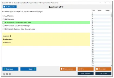 Oracle 1z0-1086-22 Oracle Enterprise Data Management Cloud 2022 Implementation Professional Practice test exam simulator test engine exam Prep practice test questions answers Image 6