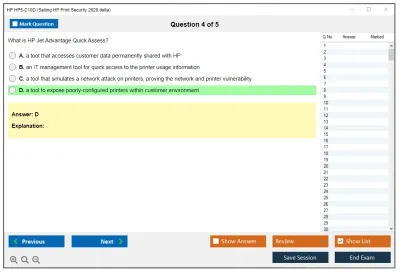 HP HP5-C10D Selling HP Print Security 2020 delta Practice test exam simulator test engine exam Prep practice test questions answers Image 4