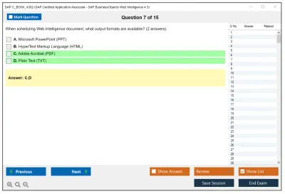 SAP C_BOWI_4302 SAP Certified Application Associate - SAP BusinessObjects Web Intelligence 4.3 Practice test exam simulator test engine exam Prep practice test questions answers Image 7