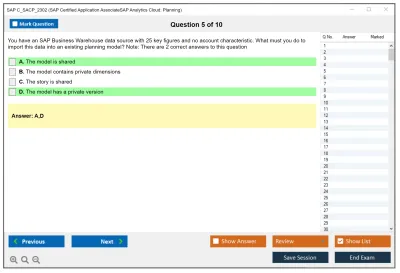 SAP C_SACP_2302 SAP Certified Associate - SAP Analytics Cloud: Planning Practice test exam simulator test engine exam Prep practice test questions answers Image 5