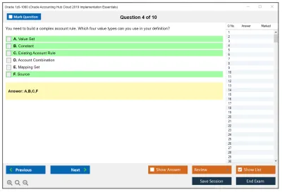 Oracle 1z0-1060 Oracle Accounting Hub Cloud 2019 Implementation Essentials Practice test exam simulator test engine exam Prep practice test questions answers Image 4