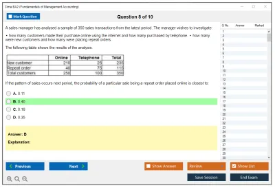 Cima BA2 Fundamentals of Management Accounting Practice test exam simulator test engine exam Prep practice test questions answers Image 8