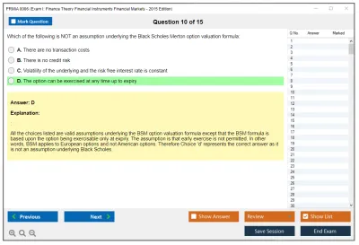 PRMIA 8006 Exam I: Finance Theory Financial Instruments Financial Markets - 2015 Edition Practice test exam simulator test engine exam Prep practice test questions answers Image 10