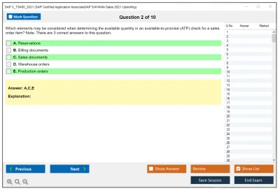 SAP C_TS460_2021 SAP Certified Associate - SAP S/4HANA Sales 2021 Upskilling Practice test exam simulator test engine exam Prep practice test questions answers Image 2