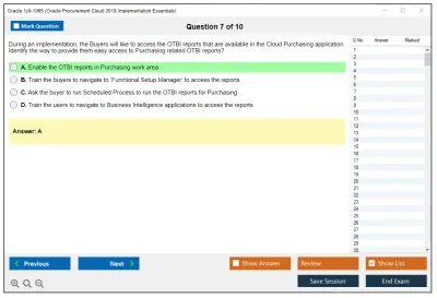 Oracle 1z0-1065 Oracle Procurement Cloud 2019 Implementation Essentials Practice test exam simulator test engine exam Prep practice test questions answers Image 7