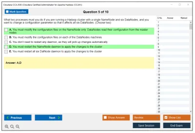 Cloudera CCA-500 Cloudera Certified Administrator for Apache Hadoop (CCAH) Practice test exam simulator test engine exam Prep practice test questions answers Image 5