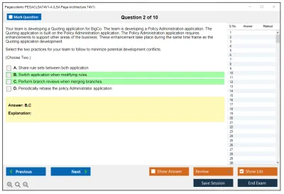 Pegasystems PEGACLSA74V1-A LSA Pega Architecture 74V1 Practice test exam simulator test engine exam Prep practice test questions answers Image 2