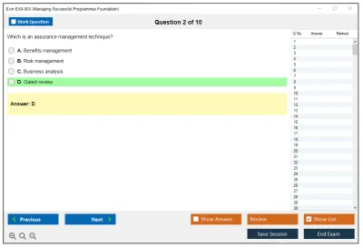 Exin EX0-003 Managing Successful Programmes Foundation Practice test exam simulator test engine exam Prep practice test questions answers Image 2