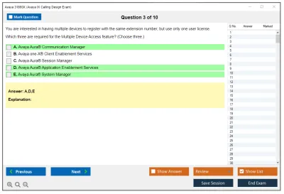 Avaya 31860X Avaya IX Calling Design Exam Practice test exam simulator test engine exam Prep practice test questions answers Image 3