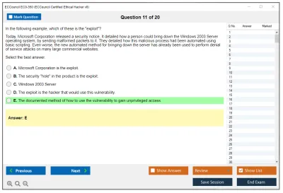 ECCouncil EC0-350 Ethical Hacking and Countermeasures V8 Practice test exam simulator test engine exam Prep practice test questions answers Image 11