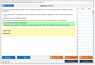 BICSI RCDDv14.1 BICSI Registered Communications Distribution Designer - RCDDv14.1 Practice test exam simulator test engine exam Prep practice test questions answers Image 3