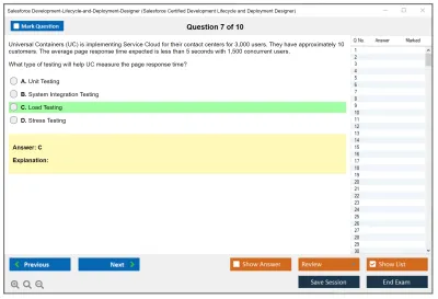 Salesforce Development-Lifecycle-and-Deployment-Designer Salesforce Certified Development Lifecycle and Deployment Designer Practice test exam simulator test engine exam Prep practice test questions answers Image 7