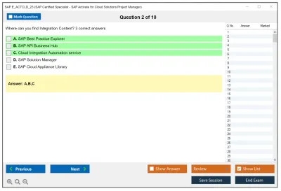 SAP E_ACTCLD_23 SAP Certified Specialist - SAP Activate for Cloud Solutions Project Manager Practice test exam simulator test engine exam Prep practice test questions answers Image 2