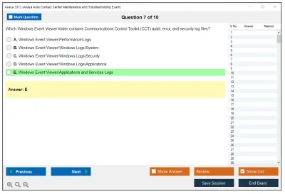 Avaya 3313 Avaya Aura® Contact Center Maintenance and Troubleshooting Exam Practice test exam simulator test engine exam Prep practice test questions answers Image 7