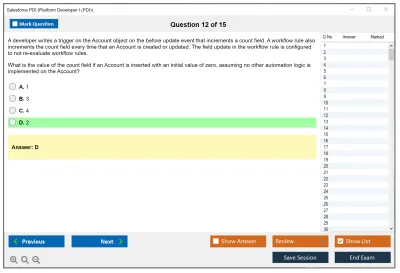 Salesforce PDI Salesforce Certified Platform Developer I Practice test exam simulator test engine exam Prep practice test questions answers Image 12