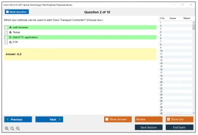 Cisco 500-210 SP Optical Technology Field Engineer Representative Practice test exam simulator test engine exam Prep practice test questions answers Image 2