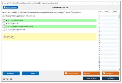 Oracle 1z0-1081 Oracle Financial Consolidation and Close 2019 Implementation Essentials Practice test exam simulator test engine exam Prep practice test questions answers Image 5