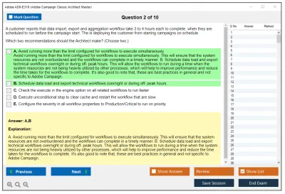 Adobe AD0-E318 Adobe Campaign Classic Architect Master Practice test exam simulator test engine exam Prep practice test questions answers Image 2
