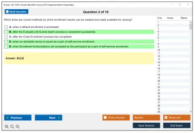 Oracle 1z0-1053 Oracle Benefits Cloud 2019 Implementation Essentials Practice test exam simulator test engine exam Prep practice test questions answers Image 2